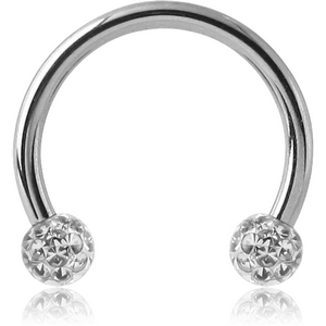 SURGICAL STEEL MICRO CIRCULAR BARBELL WITH EPOXY COATED CRYSTALINE JEWELED BALLS