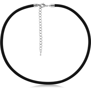 RUBBER NECKLACE WITH STAINLESS STEEL LOCKER AND EXTENSION CHAIN