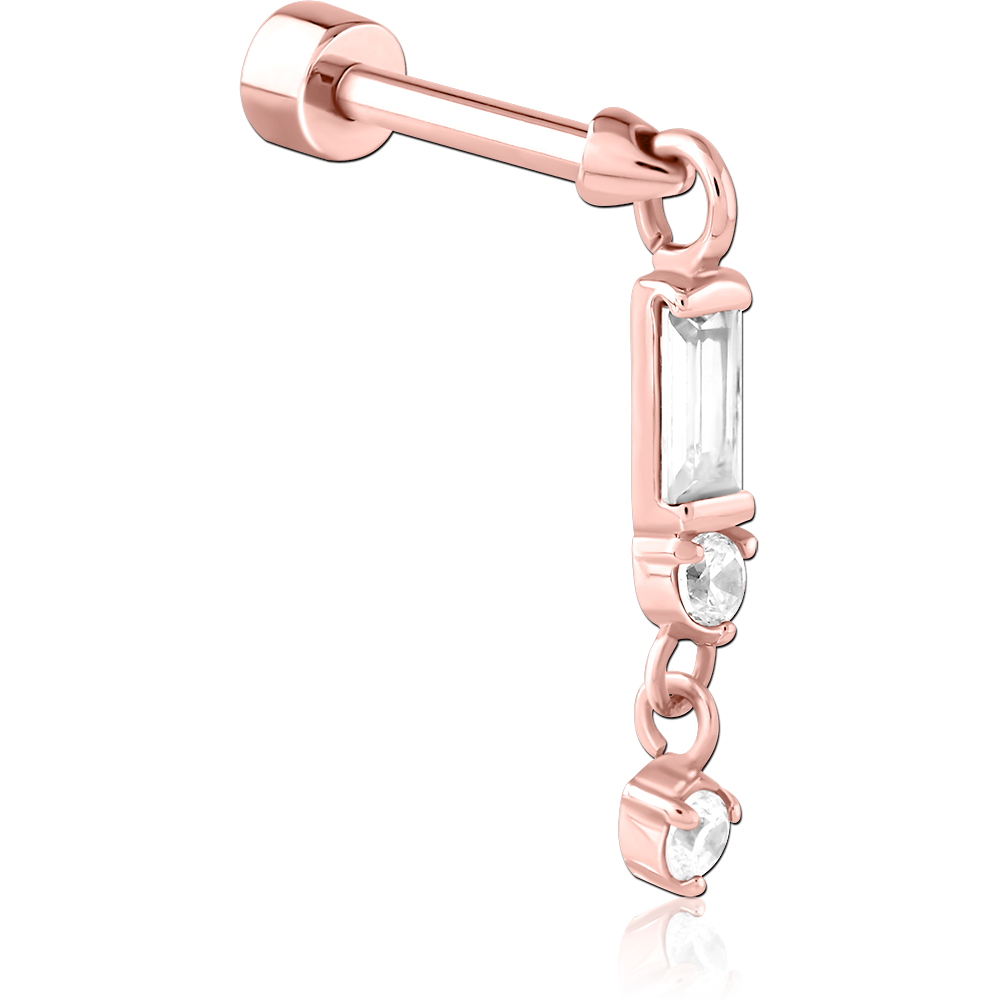 ROSE GOLD PVD COATED SURGICAL STEEL JEWELLED TRAGUS MICRO BARBELL
