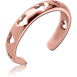ROSE GOLD PVD COATED SURGICAL STEEL TOE RING - HEARTS