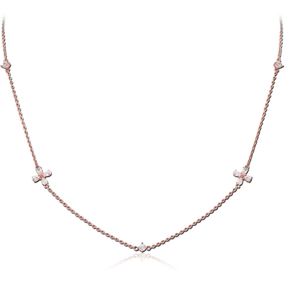 STERLING SILVER 925 ROSE GOLD PVD COATED JEWELLED NECKLACE WITH PENDANT