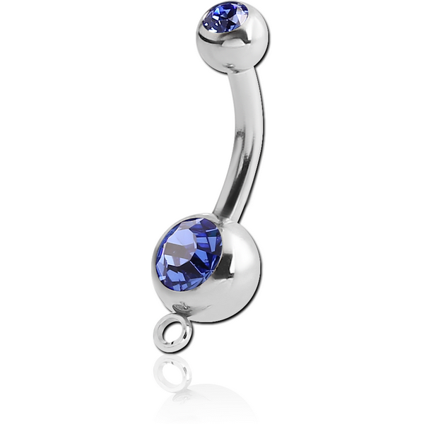 SURGICAL STEEL DOUBLE VALUE CRYSTAL JEWELLED MINI NAVEL BANANA WITH HOOP