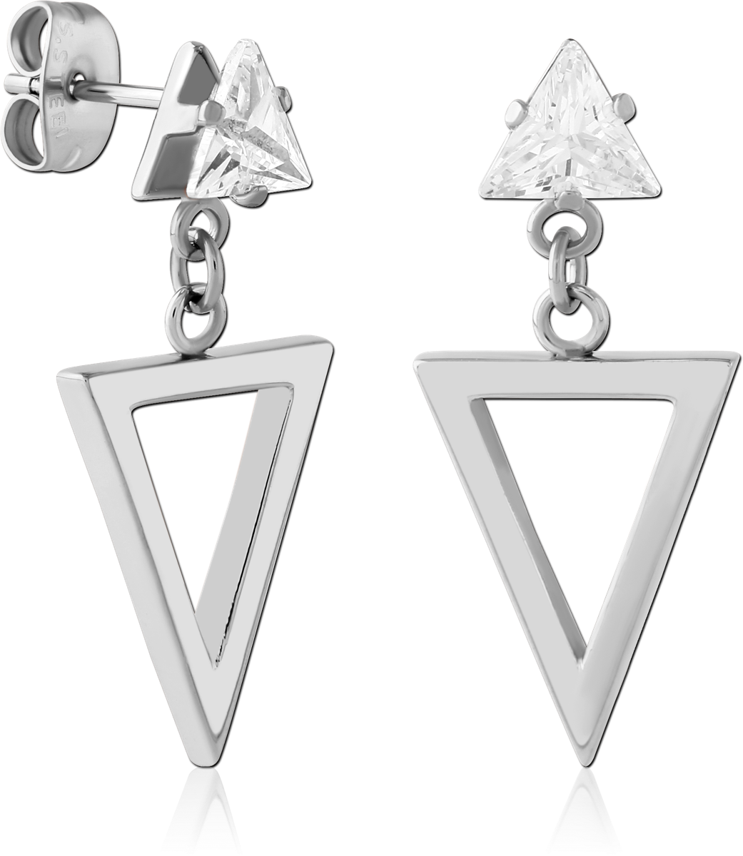 SURGICAL STEEL JEWELLED CHAIN EAR STUDS PAIR