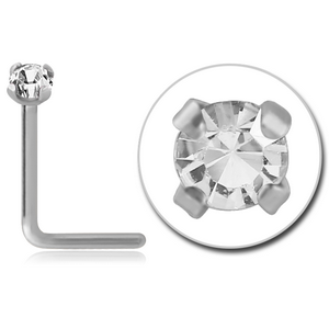 SURGICAL STEEL 90 DEGREE PRONG SET 2 MM JEWELLED NOSE STUD