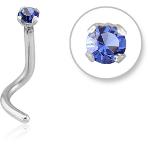 SURGICAL STEEL CURVED PRONG SET 2MM JEWELLED NOSE STUD