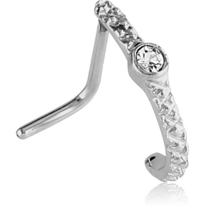 SURGICAL STEEL 90 DEGREE JEWELLED WRAP AROUND NOSE STUD - EYE
