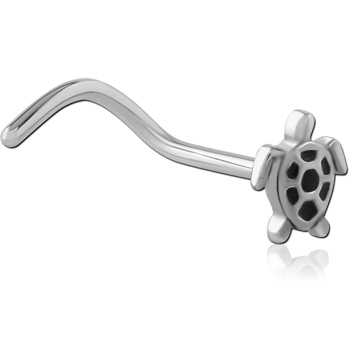 SURGICAL STEEL CURVED NOSE STUD - TURTLE