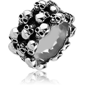 SURGICAL STEEL OXIDIZED RING -SKULL