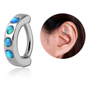 SURGICAL STEEL SYNTHETIC OPAL ROOK CLICKER