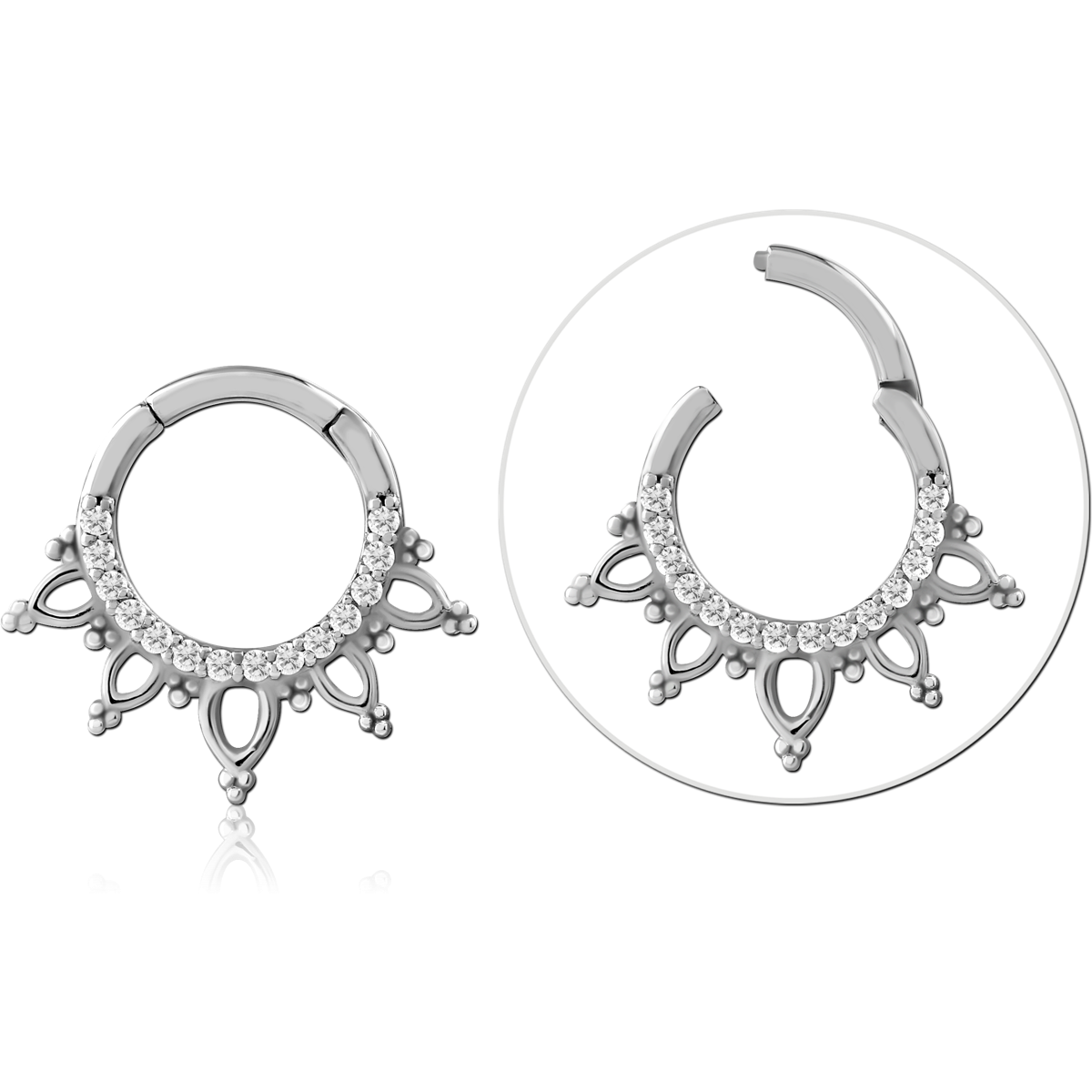 SURGICAL STEEL JEWELLED HINGED SEGMENT RING