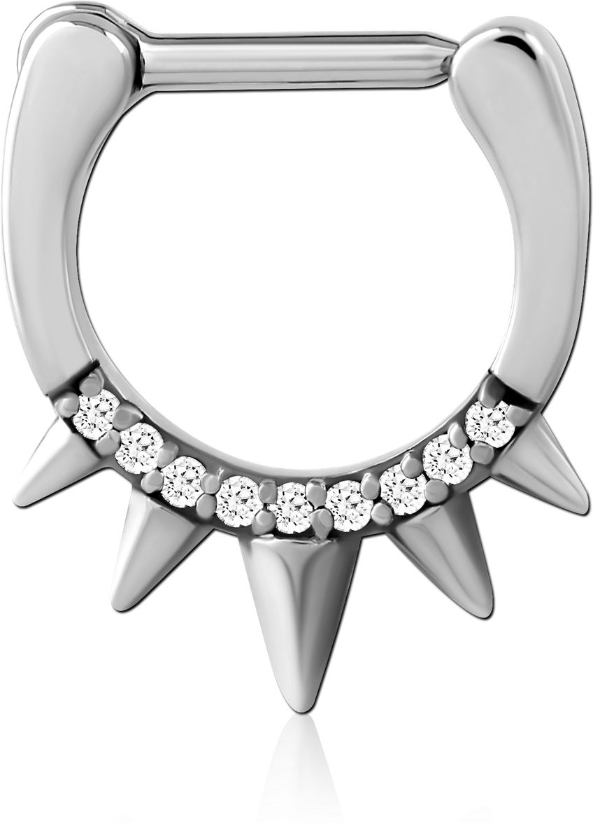 SURGICAL STEEL JEWELLED HINGED SEPTUM CLICKER RING