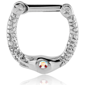 SURGICAL STEEL JEWELLED SNAKE HINGED SEPTUM CLICKER