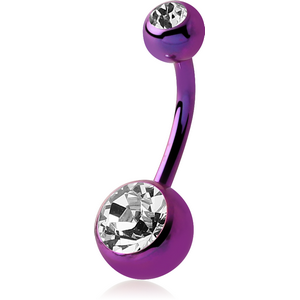 ANODISED TITANIUM DOUBLE PREMIUM CRYSTAL JEWELLED NAVEL BANANA