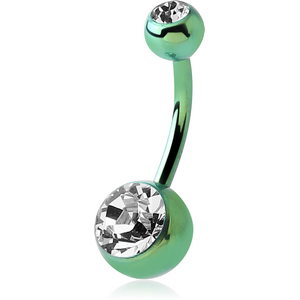 ANODISED TITANIUM DOUBLE PREMIUM CRYSTAL JEWELLED NAVEL BANANA