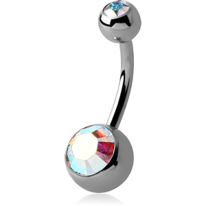 TITANIUM DOUBLE PREMIUM CRYSTAL JEWELLED NAVEL BANANA