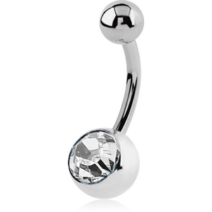 TITANIUM PREMIUM CRYSTAL JEWELLED NAVEL BANANA WITH RIVOLI STONE