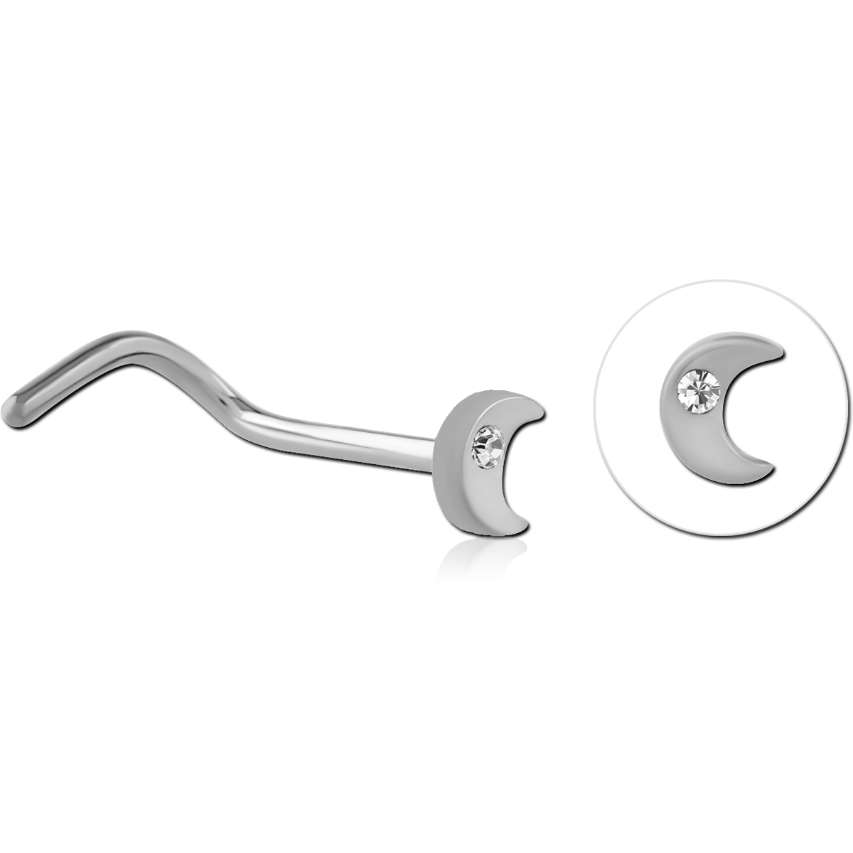 TITANIUM JEWELLED CURVED NOSE STUD - MOON