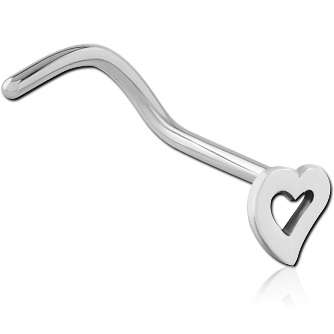 TITANIUM CURVED NOSE STUD - HEART