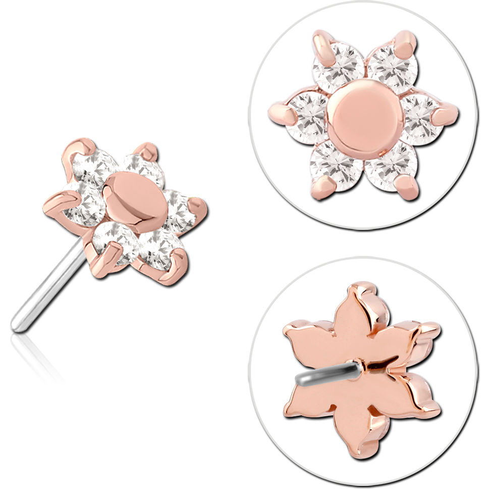 14K ROSE GOLD JEWELLED ATTACHMENT TITANIUM THREADLESS PIN
