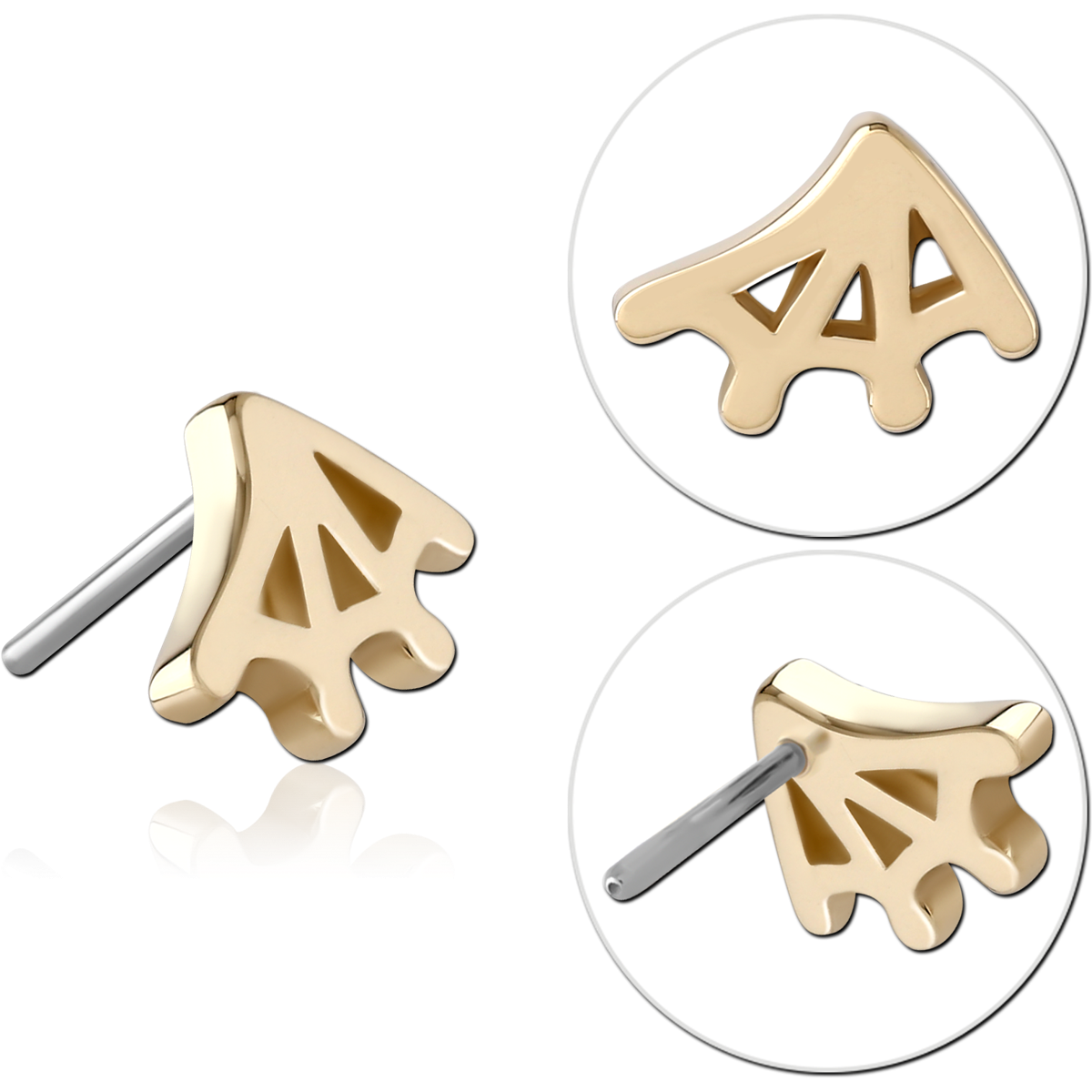 14K GOLD ATTACHMENT TITANIUM THREADLESS PIN