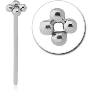 14K WHITE GOLD STRAIGHT STAR NOSE STUD -FLOWER