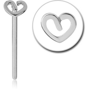 14K WHITE GOLD STRAIGHT STAR NOSE STUD -HEART