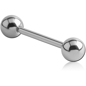 18K WHITE GOLD BARBELL WITH HOLLOW BALLS