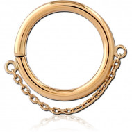 14K GOLD SEAMLESS RING WITH CHAIN PIERCING