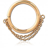 14K GOLD SEAMLESS RING WITH CHAIN PIERCING