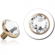 14K GOLD SWAROVSKI CRYSTAL JEWELLED DISC FOR 1.2MM INTERNALLY THREADED PINS PIERCING