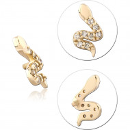 14K YELLOW GOLD INTERNAL THREADED TOP SNAKE WITH PAVE GEMS