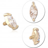 14K GOLD JEWELED 4*2 MARQUISE ATTACHMENT FOR 1.2MM INTERNALLY THREADED PINS