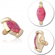 14K GOLD JEWELED 3*1.5 MARQUISE ATTACHMENT FOR 1.2MM INTERNALLY THREADED PINS