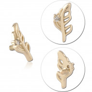 14K GOLD INTERNAL ATTACHMENT LEAF SINGLE GEM