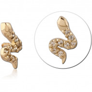 14K GOLD JEWELED ATTACHMENT FOR 1.2MM INTERNALLY THREADED PINS PIERCING