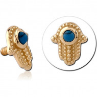 14K GOLD JEWELED ATTACHMENT FOR 1.2MM INTERNALLY THREADED PINS PIERCING