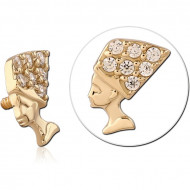 14K GOLD JEWELED ATTACHMENT FOR 1.2MM INTERNALLY THREADED PINS PIERCING