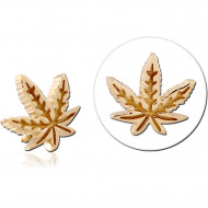 14K GOLD GANJA LEAF FOR 1.2MM INTERNALLY THREADED PINS