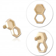 14K GOLD INTERNAL THREADED ATTACHMENT DOUBLE HEXAGON HONEYCOMB