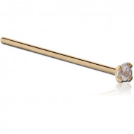 14K GOLD 1.5MM PRONG SET JEWELLED STRAIGHT NOSE STUD