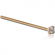 14K GOLD STRAIGHT NOSE STUD WITH 1.35MM PRONG SET DIAMOND