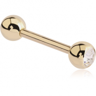 14K GOLD JEWELLED BARBELL PIERCING