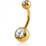 14K GOLD DOUBLE JEWELLED NAVEL BANANA