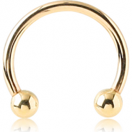 14K GOLD CIRCULAR BARBELL WITH HOLLOW BALLS PIERCING