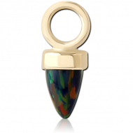 14K GOLD SYNTHETIC OPAL JEWELLED CHARM