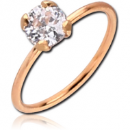 14K GOLD SEAMLESS RING PRONG SET CZ PIERCING