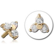 14K GOLD JEWELLED ATTACHMENT FOR 1.2MM INTERNALLY THREADED PINS PIERCING