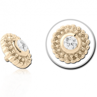 14K GOLD JEWELLED ATTACHMENT FOR 1.2MM INTERNALLY THREADED PINS PIERCING