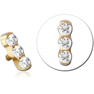 14K GOLD JEWELLED ATTACHMENT FOR 1.2MM INTERNALLY THREADED PINS PIERCING