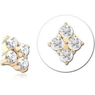 14K GOLD JEWELLED ATTACHMENT FOR 1.2MM INTERNALLY THREADED PINS PIERCING